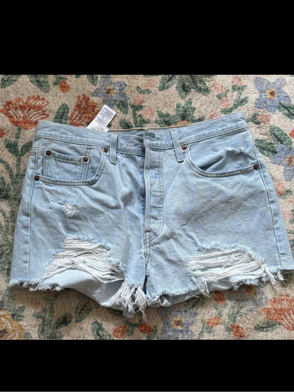 Levi's Light Blue Distressed Denim Cutoff Shorts